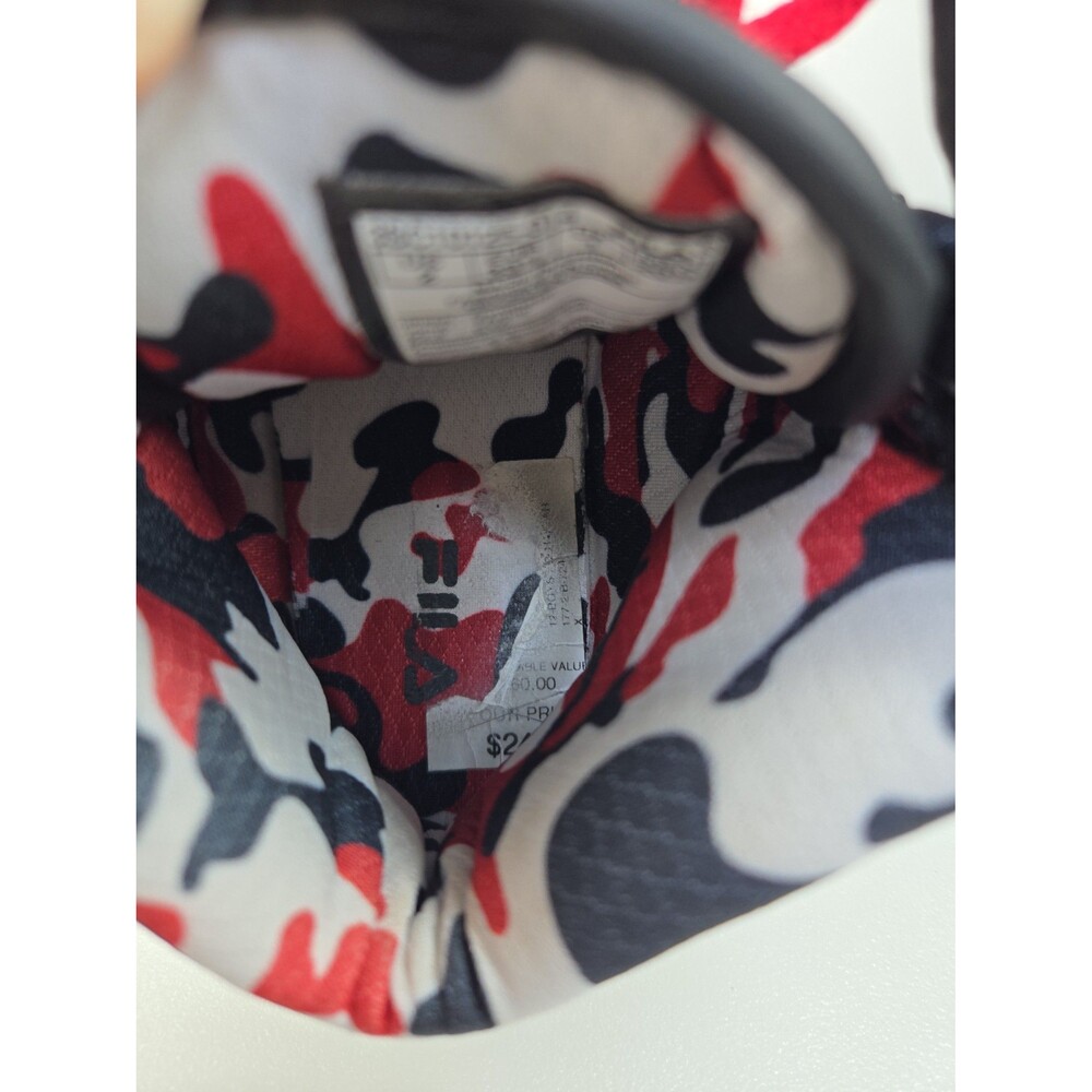 Fila VULC 13 Mashup Red Black White Camo Sneaker Shoe High Top Unisex Kids 2 - Picture 10 of 12